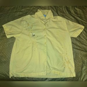 Yellow button-down, short-sleeve shirt M bybJane Ashley